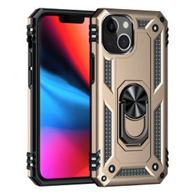 Teleplus iPhone 13 Mini Vega Yüzüklü Çift Katmanlı Tank Silikon Gold Kılıf + Nano Ekran Koruyucu
