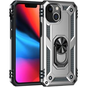 Teleplus iPhone 13 Mini Vega Yüzüklü Çift Katmanlı Tank Silikon Gümüş Kılıf