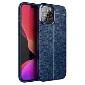 Teleplus iPhone 13 Pro Deri Dokulu Silikon Lacivert Kılıf