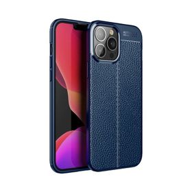 Teleplus iPhone 13 Pro Deri Dokulu Silikon Lacivert Kılıf