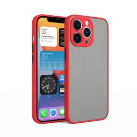 Teleplus iPhone 13 Pro Kamera Korumalı Hux Mat Sert Silikon Kırmızı Kılıf