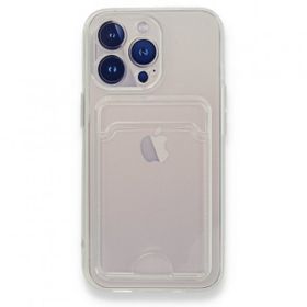 Teleplus iPhone 13 Pro Kamera Korumalı Kartlıklı Silikon Şeffaf Kılıf