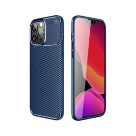 Teleplus iPhone 13 Pro Karbon Dokulu Silikon Lacivert Kılıf
