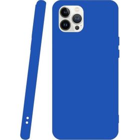 Teleplus iPhone 13 Pro Max Biye Mat Silikon Mavi Kılıf