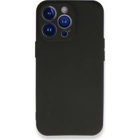 Teleplus iPhone 13 Pro Max Kamera Korumalı Mat Silikon Siyah Kılıf