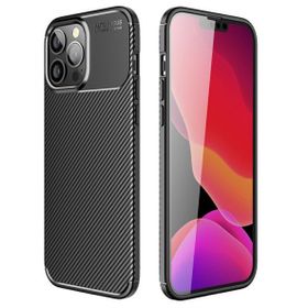 Teleplus iPhone 13 Pro Max Karbon Dokulu Silikon Nano Ekran Koruyucu Kamera Koruyucu Siyah Cep Telefonu Kılıfı