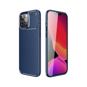 Teleplus iPhone 13 Pro Max Karbon Dokulu Silikon Nano Ekran Koruyucu Siyah Cep Telefonu Kılıfı