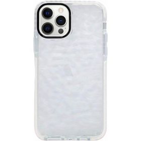 Teleplus iPhone 13 Pro Max Prizma Desenli Kapak Silikon Beyaz Kılıf