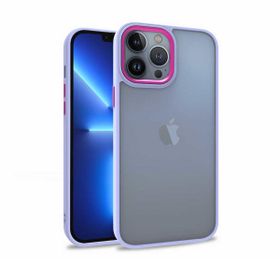 Teleplus iPhone 13 Pro Max Renkli Bumper Hybrid Flora Silikon Bordo Kılıf