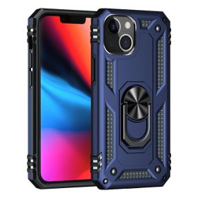 Teleplus Iphone 13 Vega Yüzüklü Tank Silikon Lacivert Nano Ekran Koruyucu Cep Telefonu Kılıfı