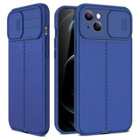 Teleplus iPhone 14 Lensi Kamera Korumalı Deri Dokulu Silikon Siyah Kılıf