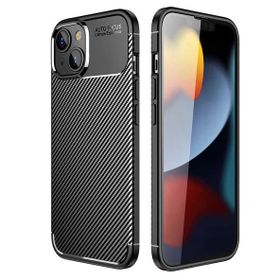 Teleplus iPhone 14 Negro Karbon Dokulu Silikon Siyah Tam Kapatan Ekran Koruyucu Kılıf