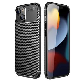 Teleplus iPhone 14 Negro Karbon Dokulu Silikon Siyah Tam Kapatan Ekran Koruyucu Kılıf