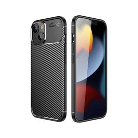 Teleplus iPhone 14 Plus Negro Karbon Dokulu Silikon Siyah Kılıf
