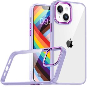 Teleplus iPhone 14 Plus Renkli Bumper Hybrid Flora Silikon Siyah Nano Ekran Koruyucu Kılıf