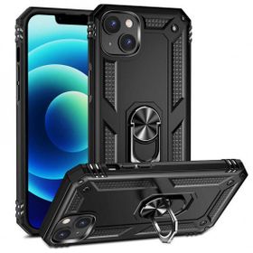 Teleplus iPhone 14 Plus Vega Yüzüklü Stand Tank Kapak Nano Ekran Koruyucu Kırmızı Kılıf