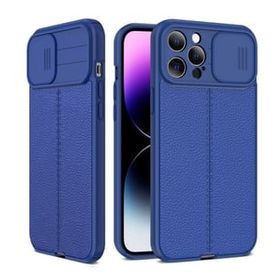 Teleplus iPhone 14 Pro Lensi Kamera Korumalı Deri Dokulu Silikon Kırmızı Kılıf