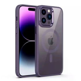 Teleplus iPhone 14 Pro Manyetik Wiriless Destekli Krom Slim Silikon Derin Mor Kılıf