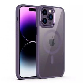 Teleplus iPhone 14 Pro Manyetik Wiriless Destekli Krom Slim Silikon Derin Mor Kılıf