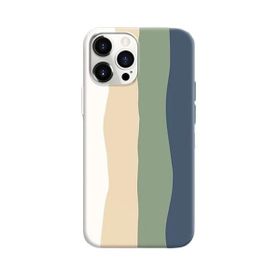 Teleplus iPhone 14 Pro Max Gökkuşağı Desenli Lansman Silikon Kırmızı Kılıf
