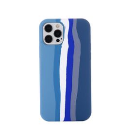 Teleplus iPhone 14 Pro Max Gökkuşağı Desenli Lansman Silikon Kırmızı Kılıf