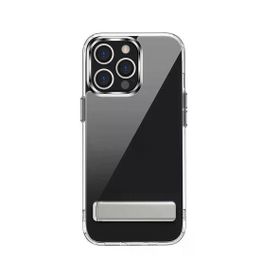 Teleplus iPhone 14 Pro Max Hibrid Lstand Kapak Silikon Şeffaf Kılıf