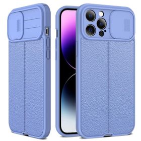 Teleplus iPhone 14 Pro Max Lensi Kamera Korumalı Deri Dokulu Silikon Kırmızı Kılıf