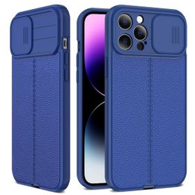 Teleplus iPhone 14 Pro Max Lensi Kamera Korumalı Deri Dokulu Silikon Kırmızı Kılıf