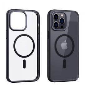 Teleplus iPhone 14 Pro Max Manyetik Wiriless Destekli Krom Silikon Siyah Kılıf