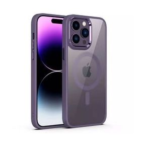 Teleplus iPhone 14 Pro Max Manyetik Wiriless Destekli Krom Slim Silikon Derin Mor Kılıf