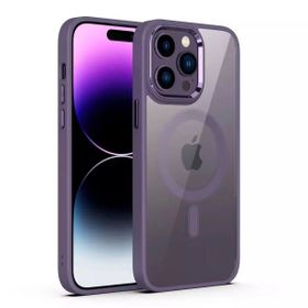 Teleplus iPhone 14 Pro Max Manyetik Wiriless Destekli Krom Slim Silikon Derin Mor Kılıf