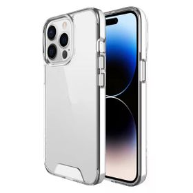 Teleplus iPhone 14 Pro Max Transparent Acrylic TPU Gard Sert Kapak Şeffaf Kılıf