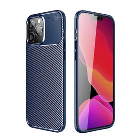 Teleplus iPhone 14 Pro Negro Karbon Dokulu Silikon Tam Kapatan Ekran Koruyucu Lacivert Kılıf