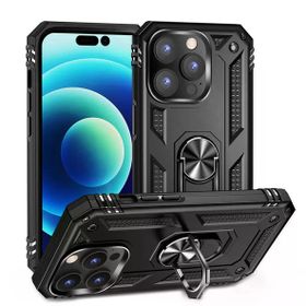 Teleplus iPhone 14 Pro Vega Yüzüklü Stand Tank Kapak Nano Ekran Koruyucu Lacivert Kılıf