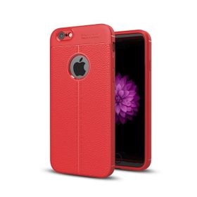 Teleplus iPhone 6S Deri Dokulu Silikon Kırmızı Kılıf
