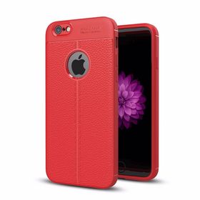 Teleplus iPhone 6S Deri Dokulu Silikon Kırmızı Kılıf