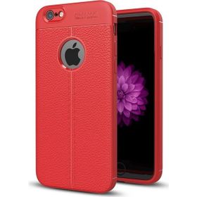 Teleplus iPhone 6S Deri Dokulu Silikon Kırmızı Kılıf