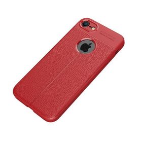 Teleplus iPhone 7 Deri Dokulu Silikon Kırmızı Kılıf
