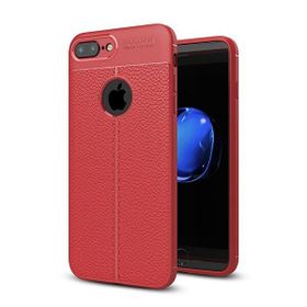 Teleplus iPhone 7 Deri Dokulu Silikon Kırmızı Kılıf