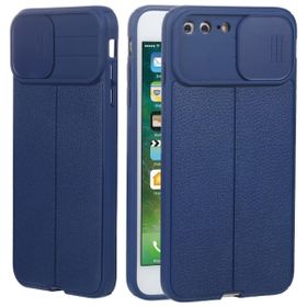 Teleplus iPhone 7 Plus Lensi Kamera Korumalı Deri Dokulu Silikon Kırmızı Kılıf