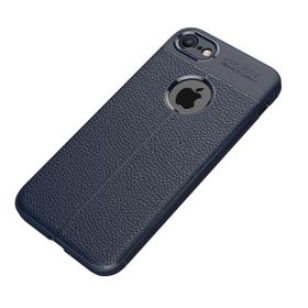 Teleplus iPhone 8 Deri Dokulu Silikon Gri Kılıf