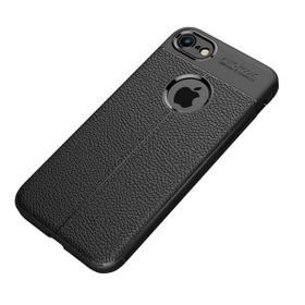 Teleplus iPhone 8 Deri Dokulu Silikon Gri Kılıf