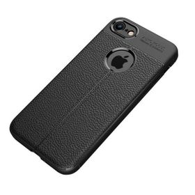 Teleplus iPhone 8 Deri Dokulu Silikon Gri Kılıf