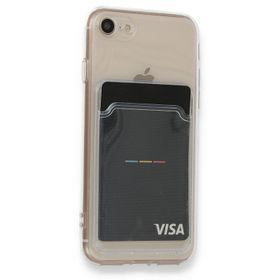 Teleplus iPhone 8 Kamera Korumalı Kartlıklı Silikon Şeffaf Kılıf