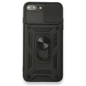 Teleplus iPhone 8 Plus Kamera Korumalı Yüzüklü Tank Pars Silikon Kırmızı Kılıf