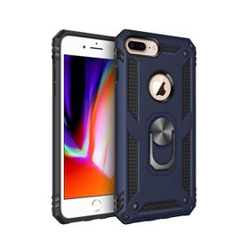 Teleplus Iphone 8 Plus Vega Yüzüklü Tank Kapak Lacivert Nano Ekran Koruyucu Cep Telefonu Kılıfı