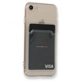 Teleplus iPhone Se 2020 Kamera Korumalı Kartlıklı Silikon Şeffaf Kılıf