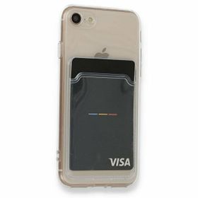 Teleplus iPhone SE 2022 Kamera Korumalı Kartlıklı Silikon Şeffaf Kılıf