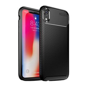 Teleplus iPhone XR Ultra Soft Negro Karbon Silikon Siyah Tam Kapatan Cam Kılıf