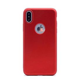 Teleplus iPhone XS Max Kılıf Plus Lüks Mat Silikon Kırmızı Nano Ekran Koruyucu